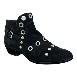 Sam Edelman Black Suede Studded Grommet Ankle Boots